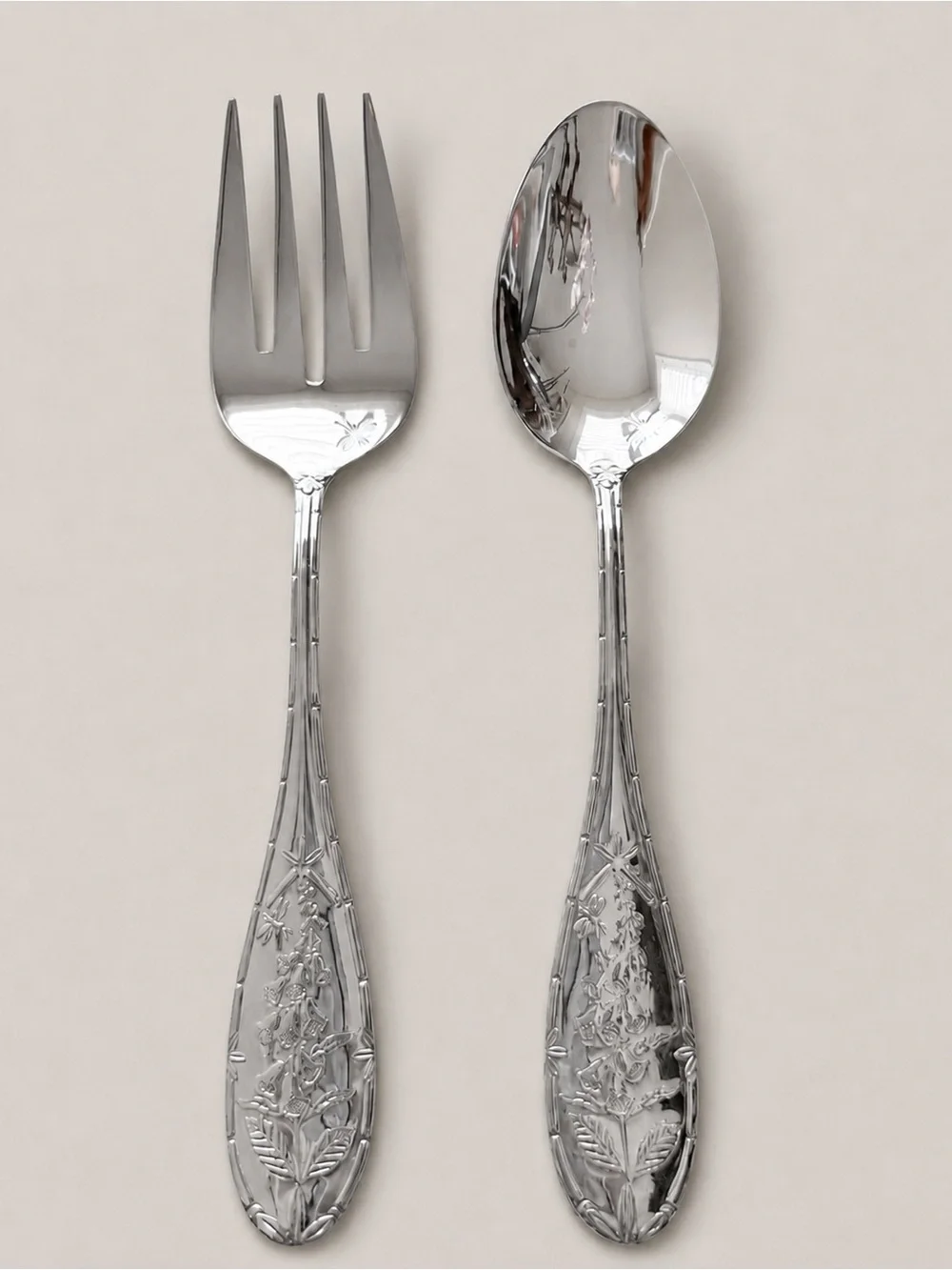 Portmeirion Botanic Garden 18/10 Stainless Salad Serving Fork & Spoon Set